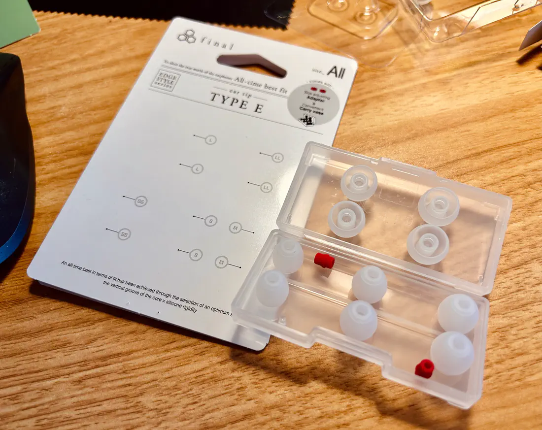 Final Audio Type E in-ear monitor tips.